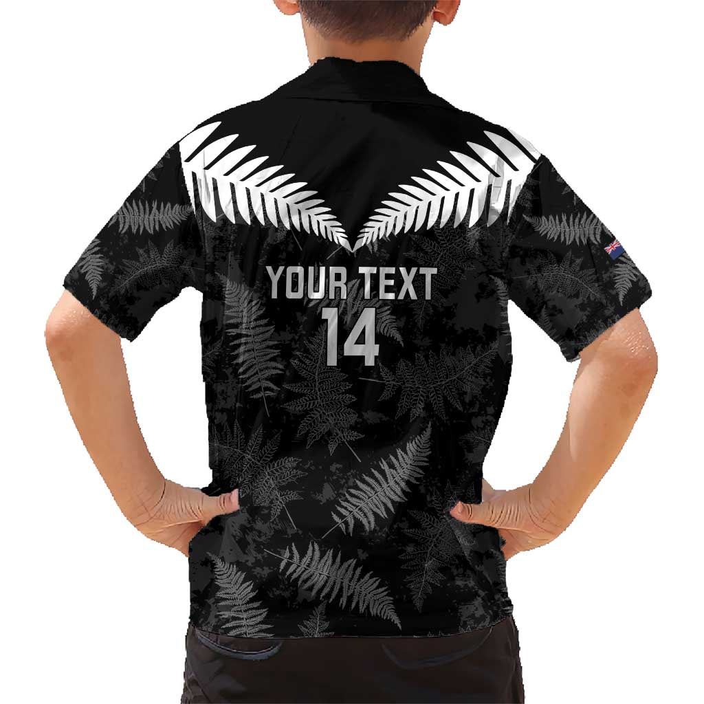Custom New Zealand Silver Fern Football Hawaiian Shirt Go Aotearoa Grunge Black - Polynesian Pride