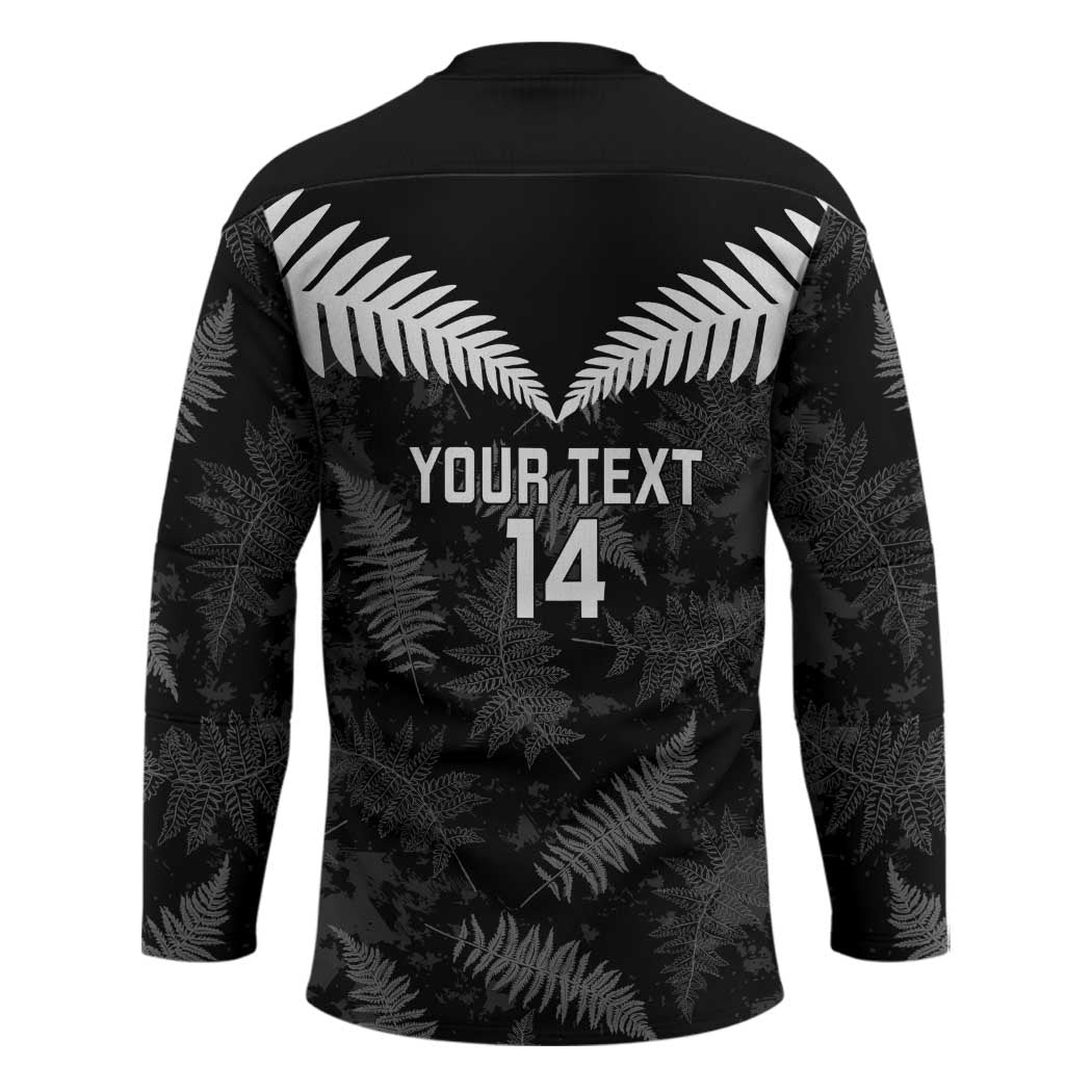 Custom New Zealand Silver Fern Football Hockey Jersey Go Aotearoa Grunge Black - Polynesian Pride