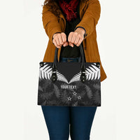 Custom New Zealand Silver Fern Football Leather Bag Go Aotearoa Grunge Black - Polynesian Pride