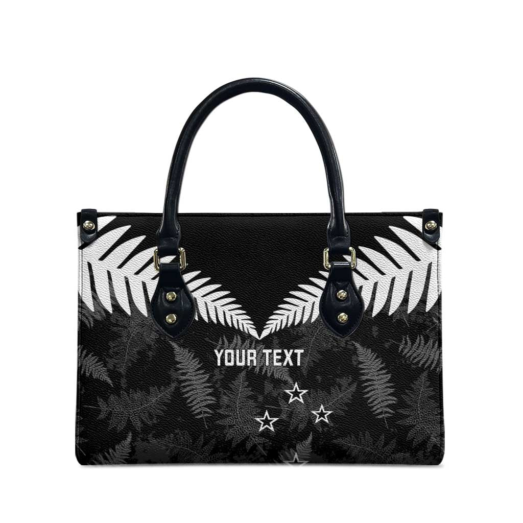 Custom New Zealand Silver Fern Football Leather Bag Go Aotearoa Grunge Black - Polynesian Pride