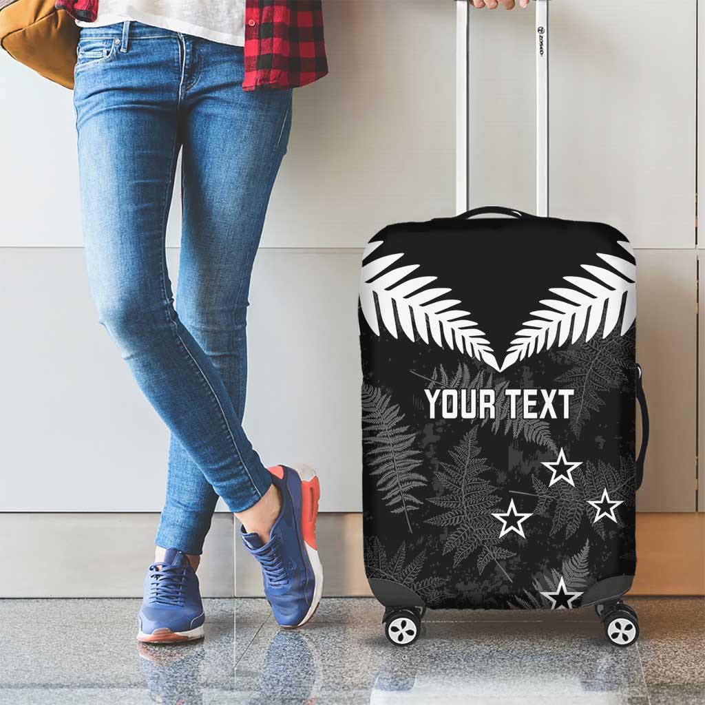 Custom New Zealand Silver Fern Football Luggage Cover Go Aotearoa Grunge Black LT14 - Polynesian Pride