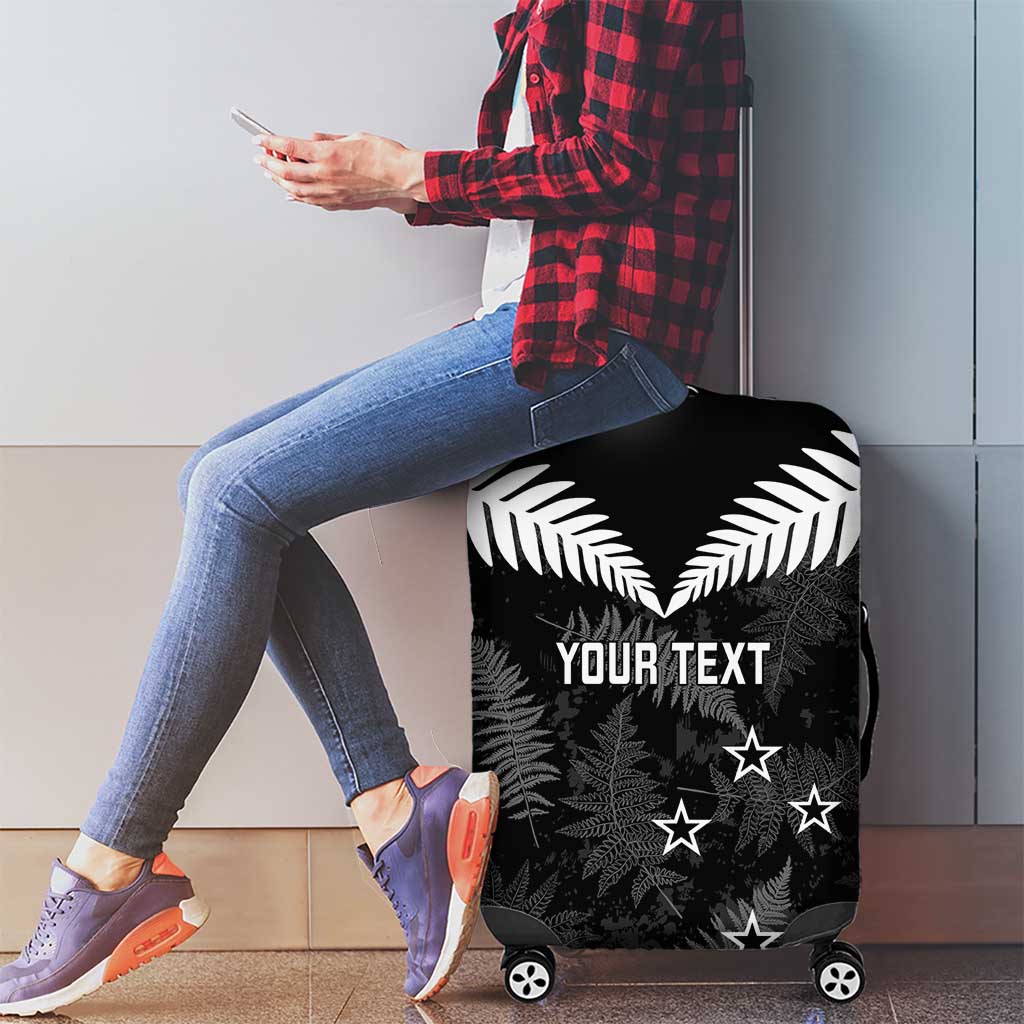 Custom New Zealand Silver Fern Football Luggage Cover Go Aotearoa Grunge Black LT14 - Polynesian Pride