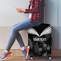 Custom New Zealand Silver Fern Football Luggage Cover Go Aotearoa Grunge Black LT14 - Polynesian Pride