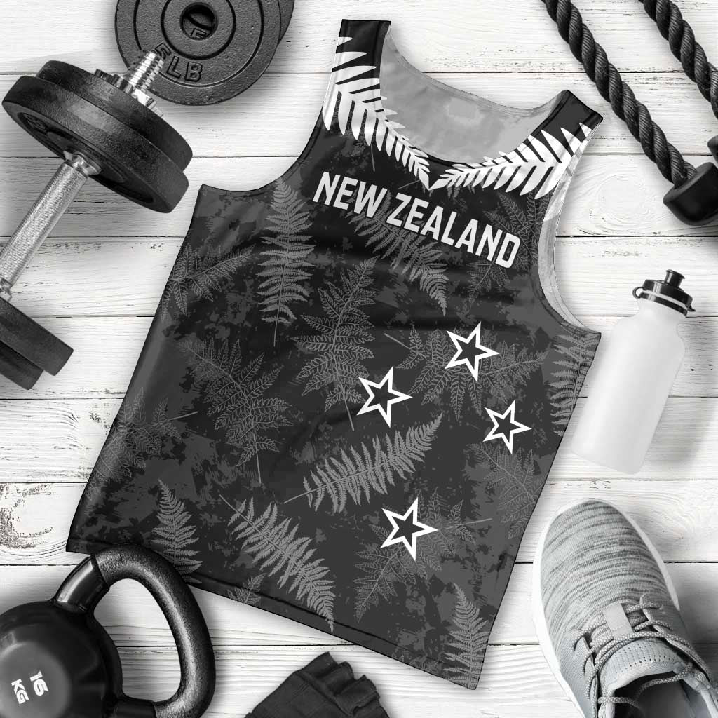 Custom New Zealand Silver Fern Football Men Tank Top Go Aotearoa Grunge Black - Polynesian Pride