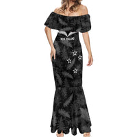 Custom New Zealand Silver Fern Football Mermaid Dress Go Aotearoa Grunge Black LT14 - Polynesian Pride