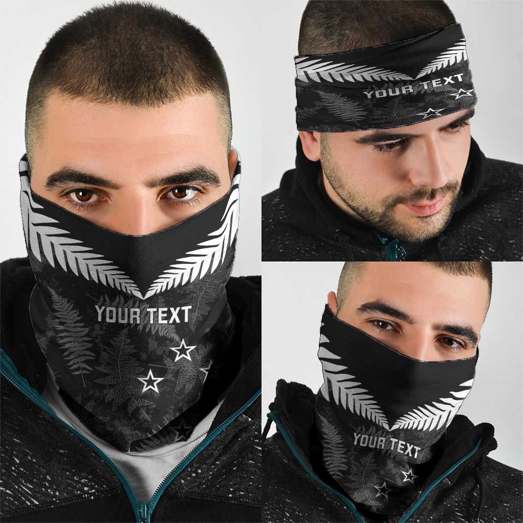 Custom New Zealand Silver Fern Football Neck Gaiter Go Aotearoa Grunge Black - Polynesian Pride