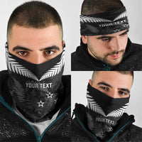Custom New Zealand Silver Fern Football Neck Gaiter Go Aotearoa Grunge Black - Polynesian Pride