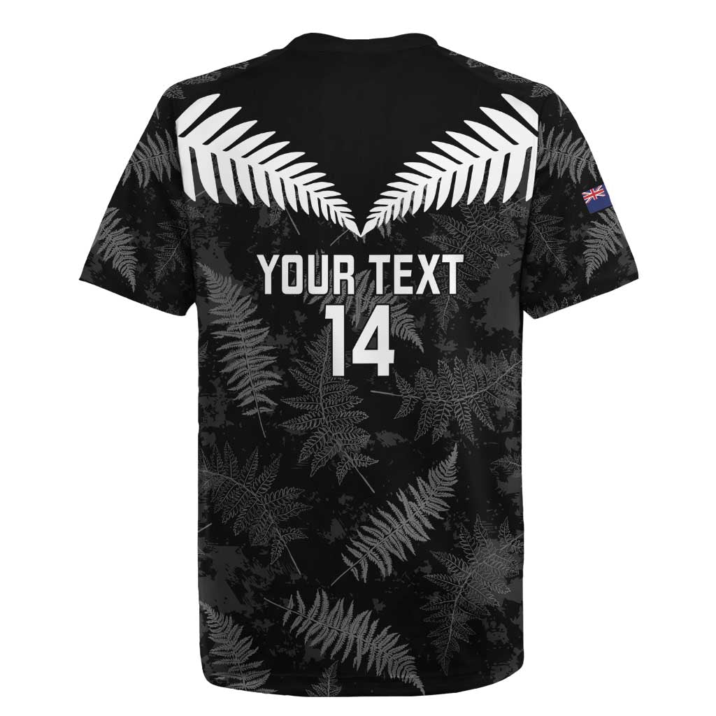 Custom New Zealand Silver Fern Football Rugby Jersey Go Aotearoa Grunge Black - Polynesian Pride