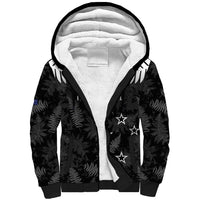 Custom New Zealand Silver Fern Football Sherpa Hoodie Go Aotearoa Grunge Black - Polynesian Pride