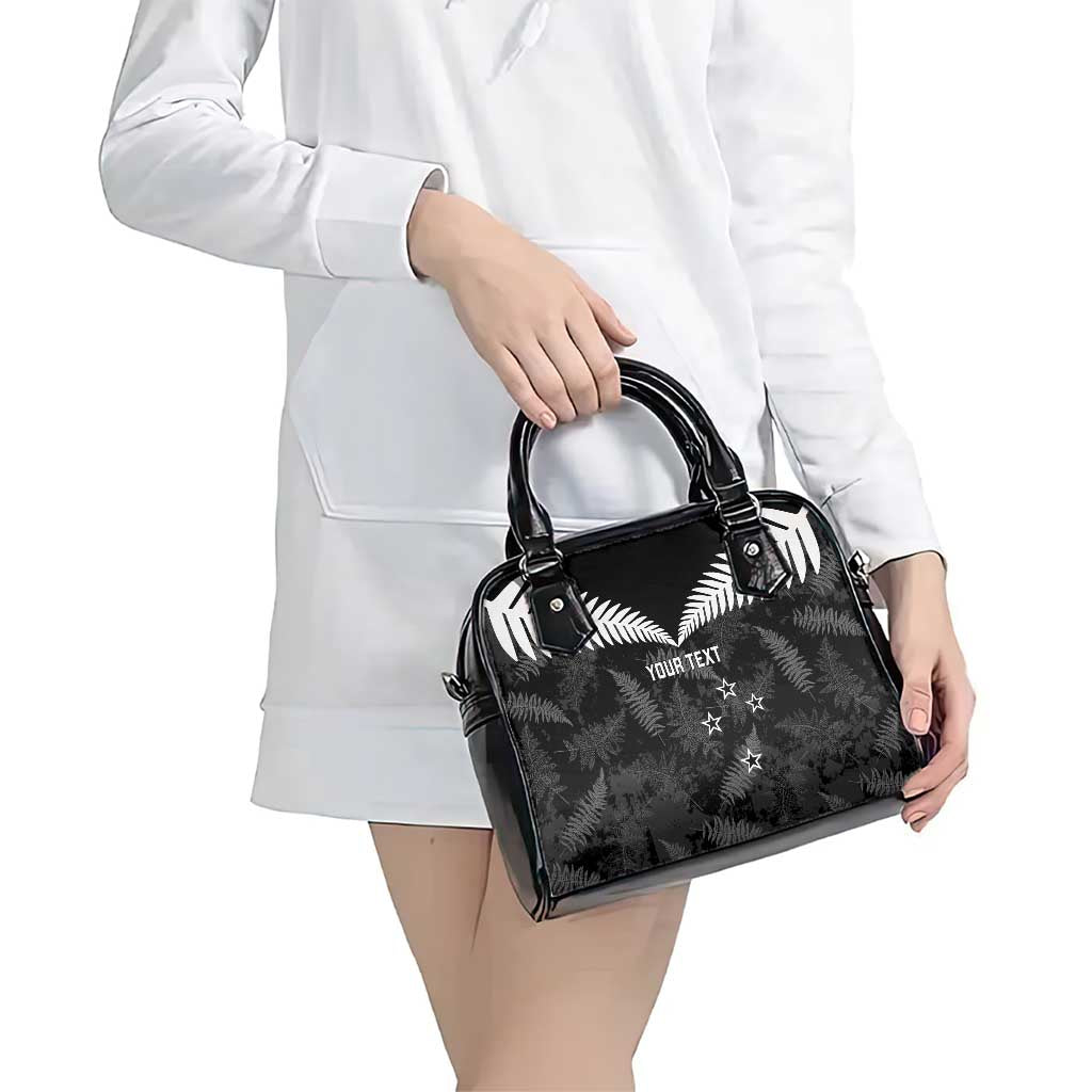 Custom New Zealand Silver Fern Football Shoulder Handbag Go Aotearoa Grunge Black - Polynesian Pride