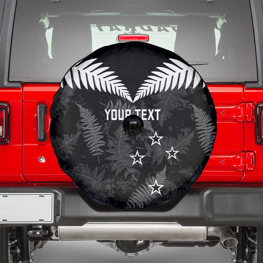 Custom New Zealand Silver Fern Football Spare Tire Cover Go Aotearoa Grunge Black LT14 - Polynesian Pride