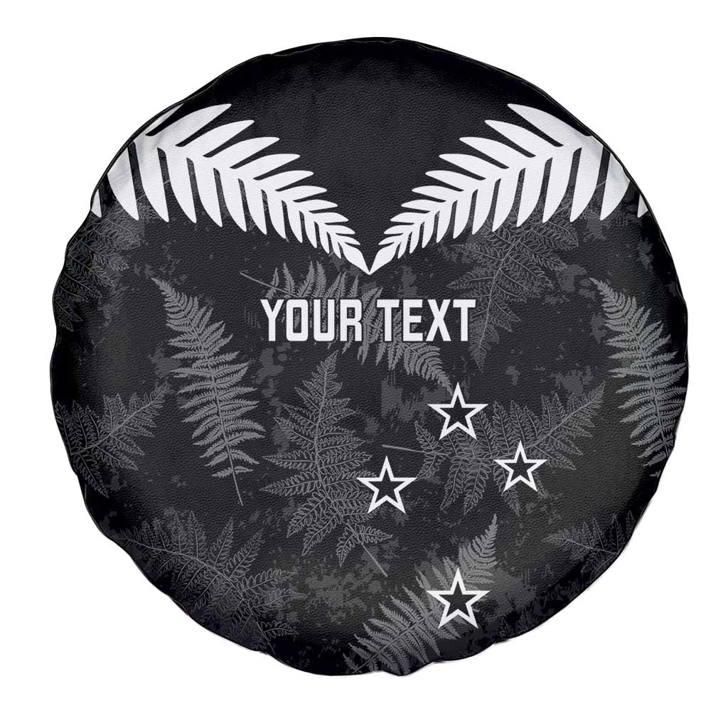 Custom New Zealand Silver Fern Football Spare Tire Cover Go Aotearoa Grunge Black LT14 - Polynesian Pride