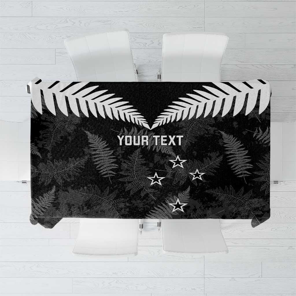 Custom New Zealand Silver Fern Football Tablecloth Go Aotearoa Grunge Black - Polynesian Pride