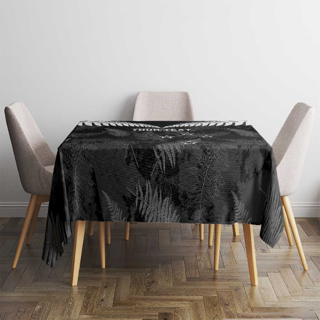 Custom New Zealand Silver Fern Football Tablecloth Go Aotearoa Grunge Black - Polynesian Pride