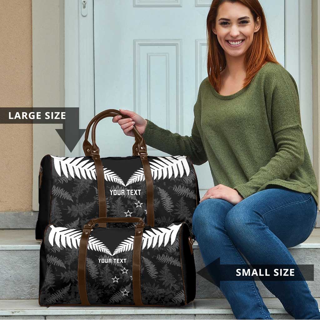 Custom New Zealand Silver Fern Football Travel Bag Go Aotearoa Grunge Black - Polynesian Pride