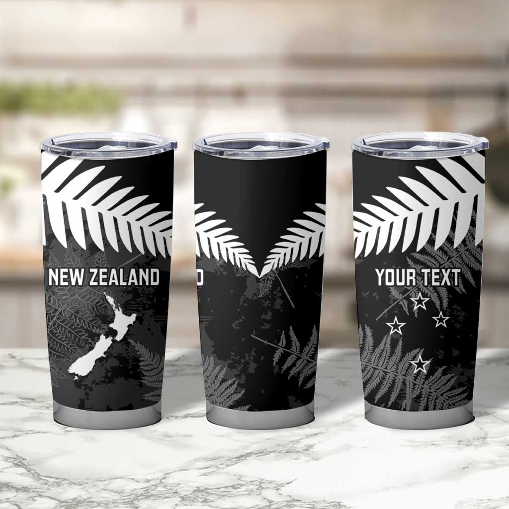 Custom New Zealand Silver Fern Football Tumbler Cup Go Aotearoa Grunge Black - Polynesian Pride