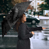 Custom New Zealand Silver Fern Football Umbrella Go Aotearoa Grunge Black - Polynesian Pride