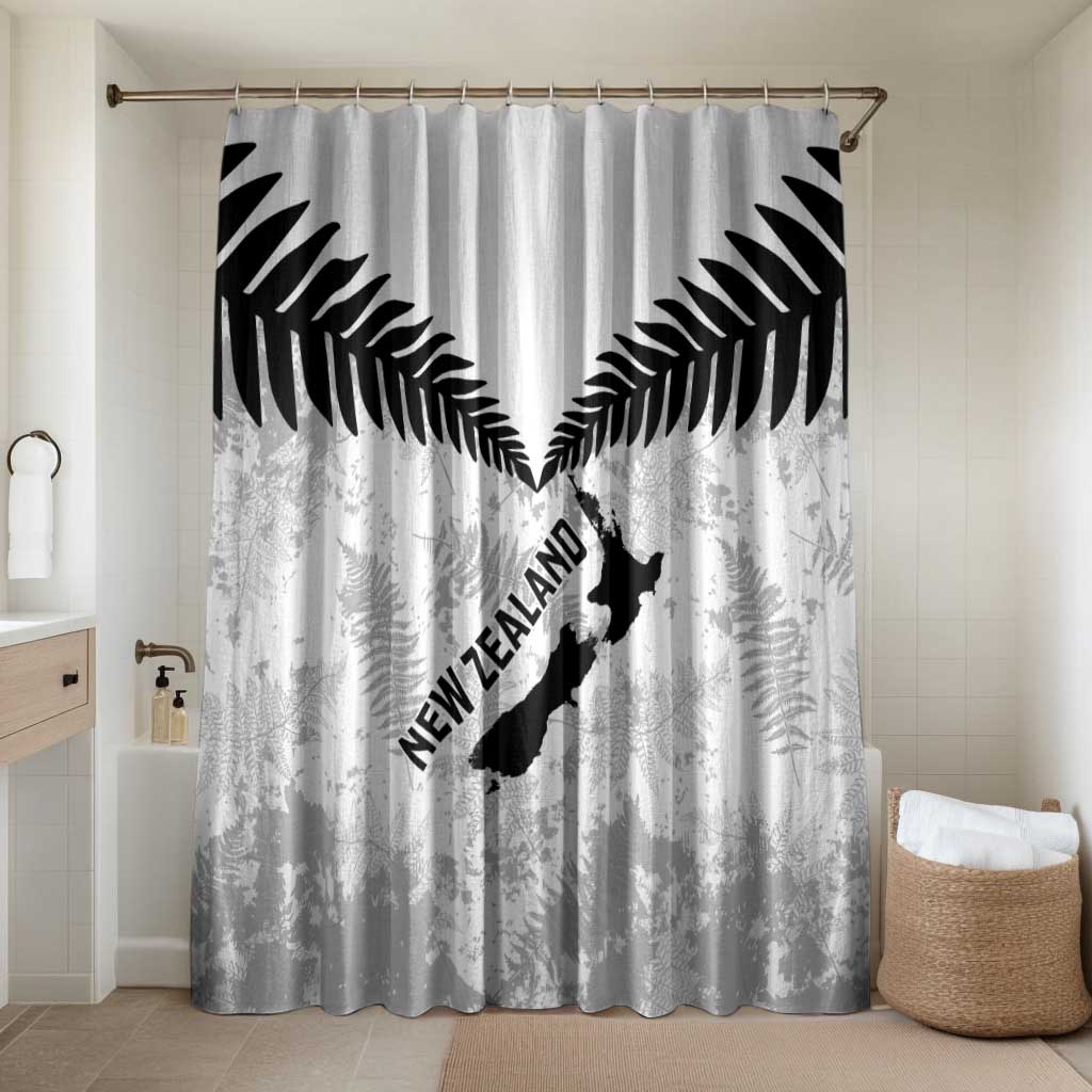 Custom New Zealand Silver Fern Football Bathroom Set Go Aotearoa Grunge White - Polynesian Pride