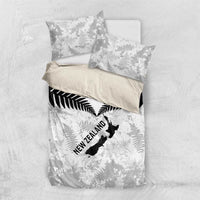 Custom New Zealand Silver Fern Football Bedding Set Go Aotearoa Grunge White - Polynesian Pride