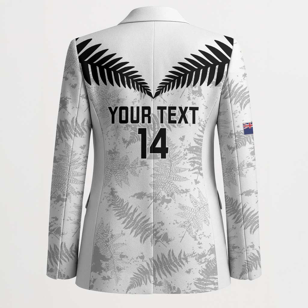 Custom New Zealand Silver Fern Football Blazer Go Aotearoa Grunge White - Polynesian Pride