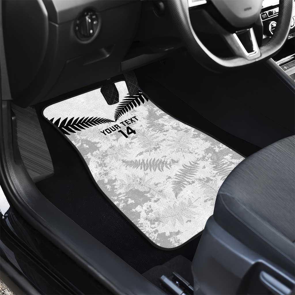 Custom New Zealand Silver Fern Football Car Mats Go Aotearoa Grunge White - Polynesian Pride