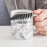 Custom New Zealand Silver Fern Football Ceramic Mug Go Aotearoa Grunge White - Polynesian Pride