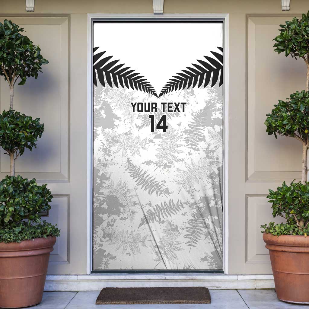 Custom New Zealand Silver Fern Football Door Cover Go Aotearoa Grunge White - Polynesian Pride