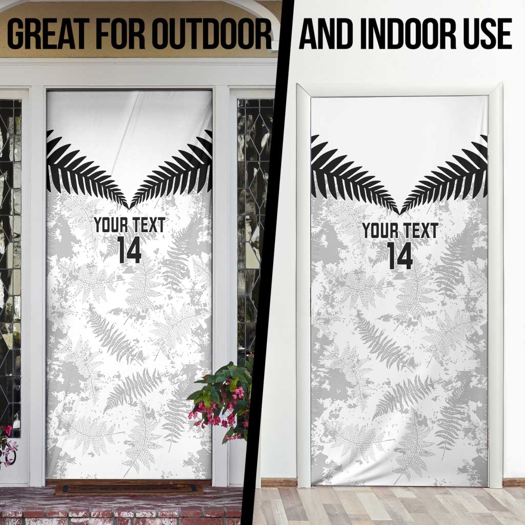 Custom New Zealand Silver Fern Football Door Cover Go Aotearoa Grunge White - Polynesian Pride