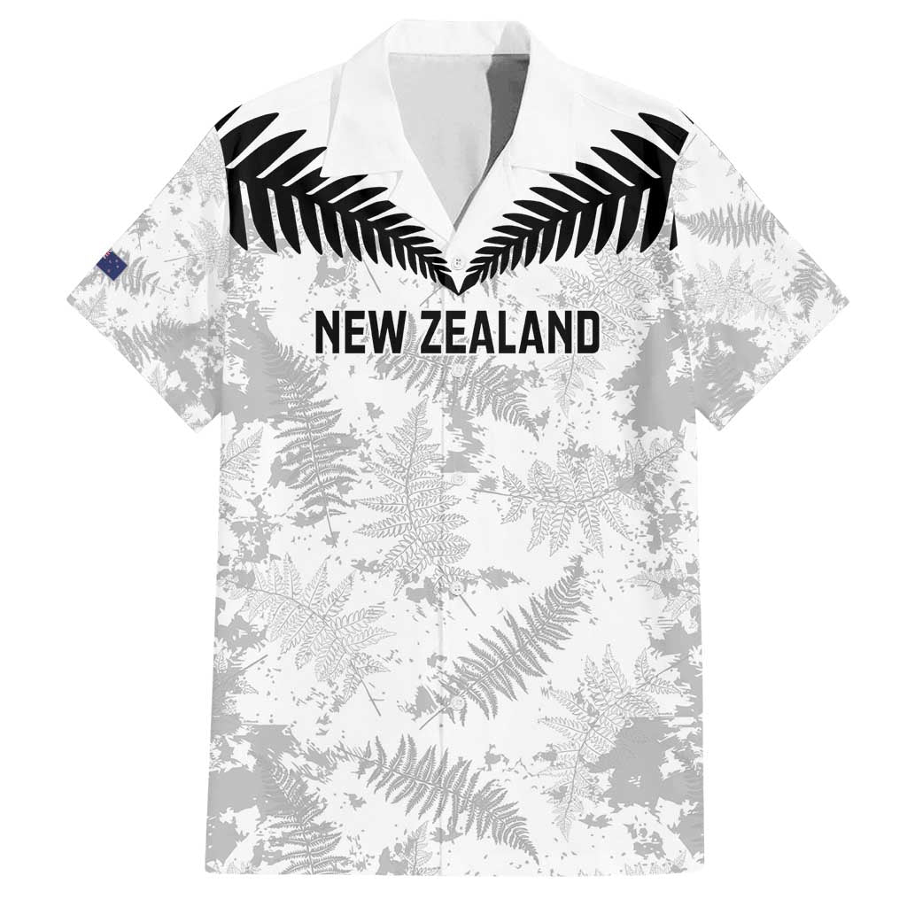 Custom New Zealand Silver Fern Football Family Matching Off Shoulder Maxi Dress and Hawaiian Shirt Go Aotearoa Grunge White - Polynesian Pride