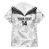 Custom New Zealand Silver Fern Football Family Matching Summer Maxi Dress and Hawaiian Shirt Go Aotearoa Grunge White - Polynesian Pride