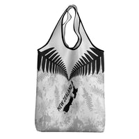 Custom New Zealand Silver Fern Football Grocery Bag Go Aotearoa Grunge White - Polynesian Pride