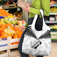 Custom New Zealand Silver Fern Football Grocery Bag Go Aotearoa Grunge White - Polynesian Pride