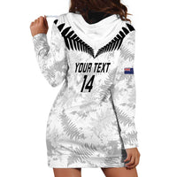 Custom New Zealand Silver Fern Football Hoodie Dress Go Aotearoa Grunge White LT14 - Polynesian Pride