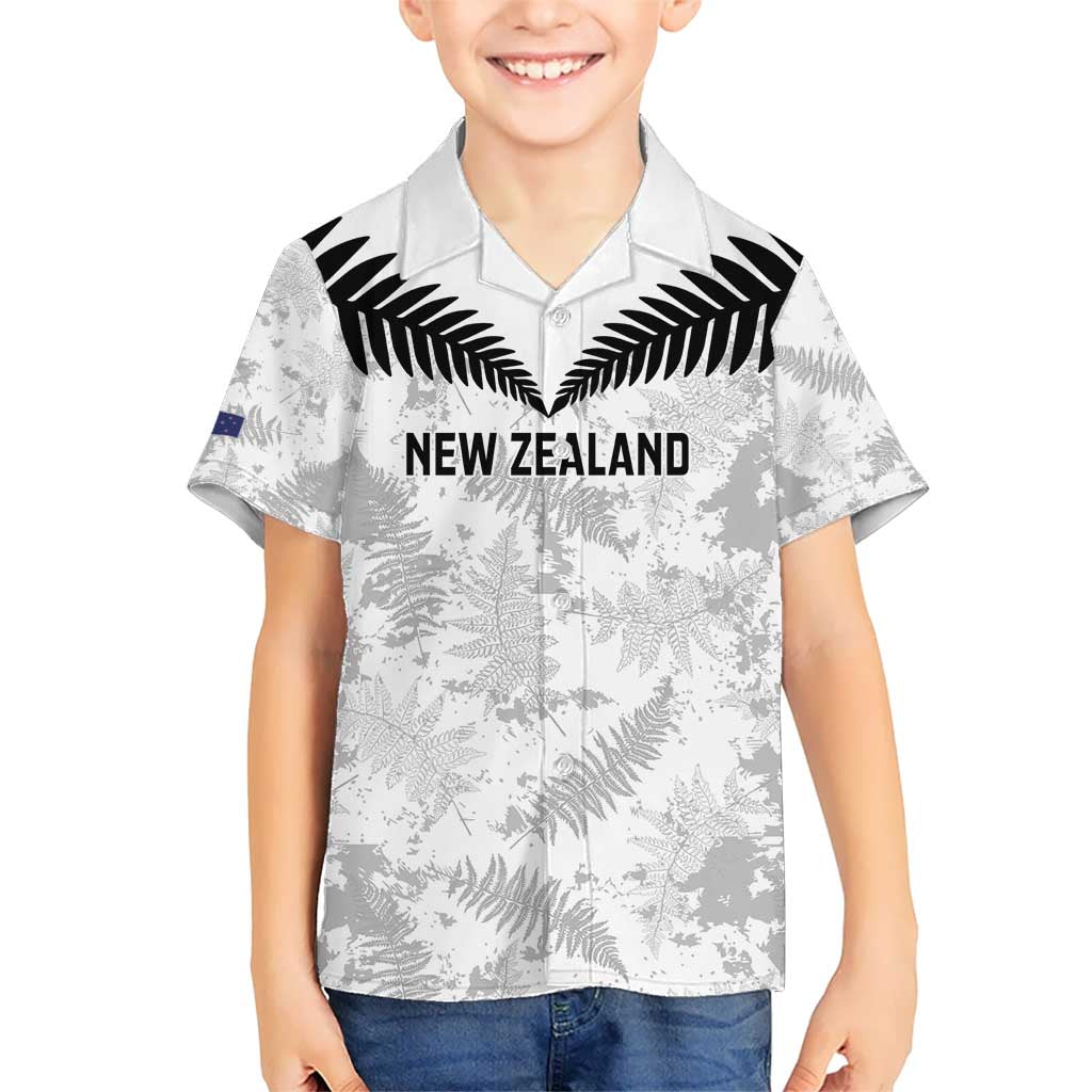 Custom New Zealand Silver Fern Football Kid Hawaiian Shirt Go Aotearoa Grunge White - Polynesian Pride