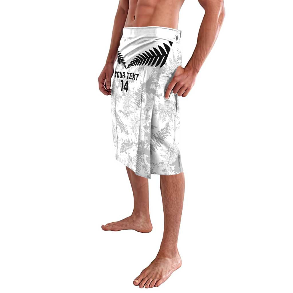 Custom New Zealand Silver Fern Football Lavalava Go Aotearoa Grunge White - Polynesian Pride
