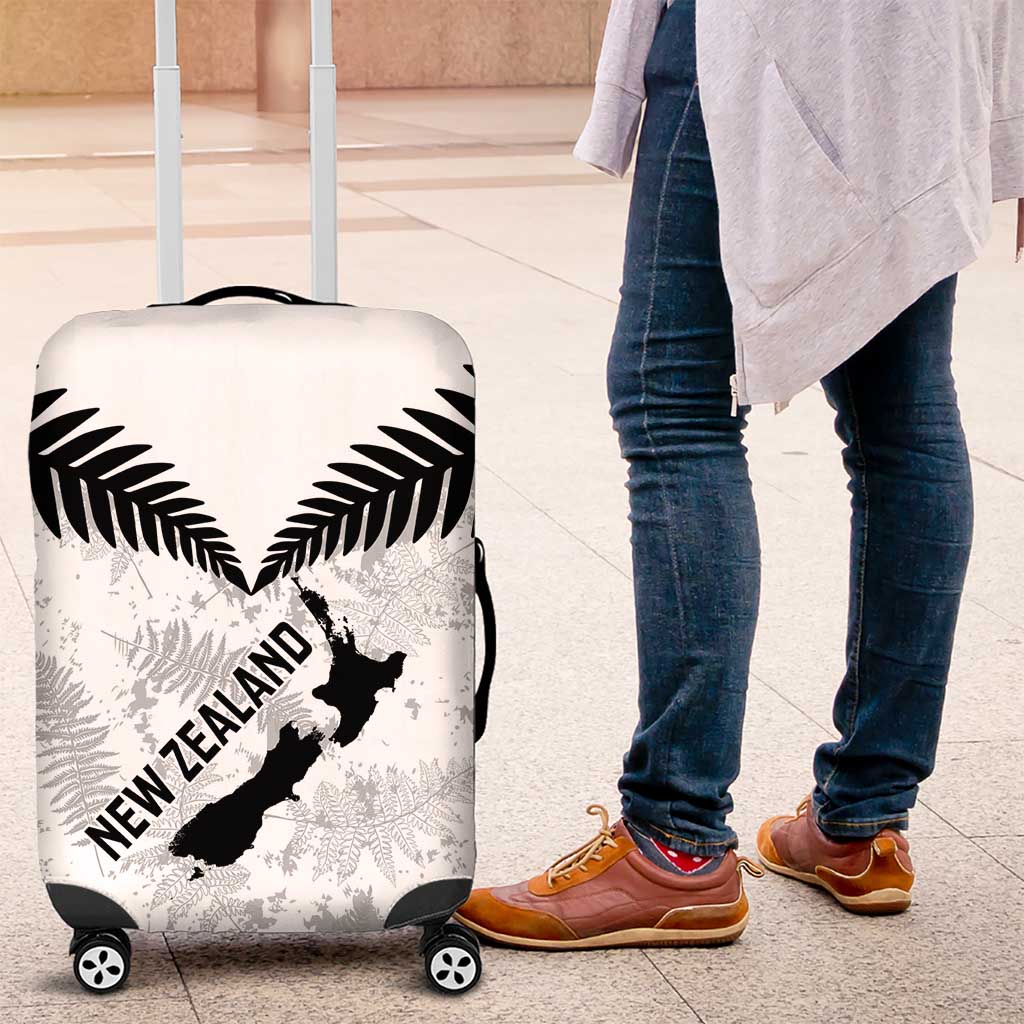 Custom New Zealand Silver Fern Football Luggage Cover Go Aotearoa Grunge White LT14 White - Polynesian Pride