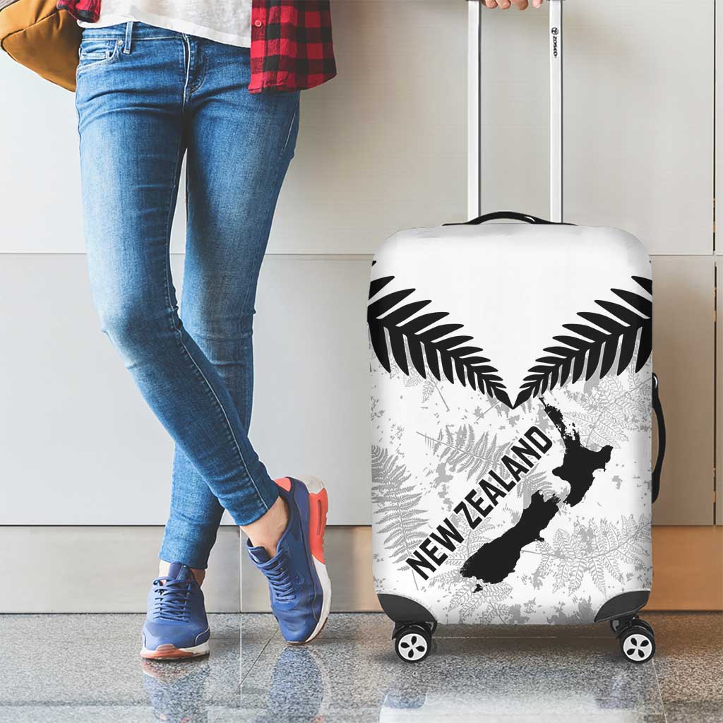 Custom New Zealand Silver Fern Football Luggage Cover Go Aotearoa Grunge White LT14 - Polynesian Pride