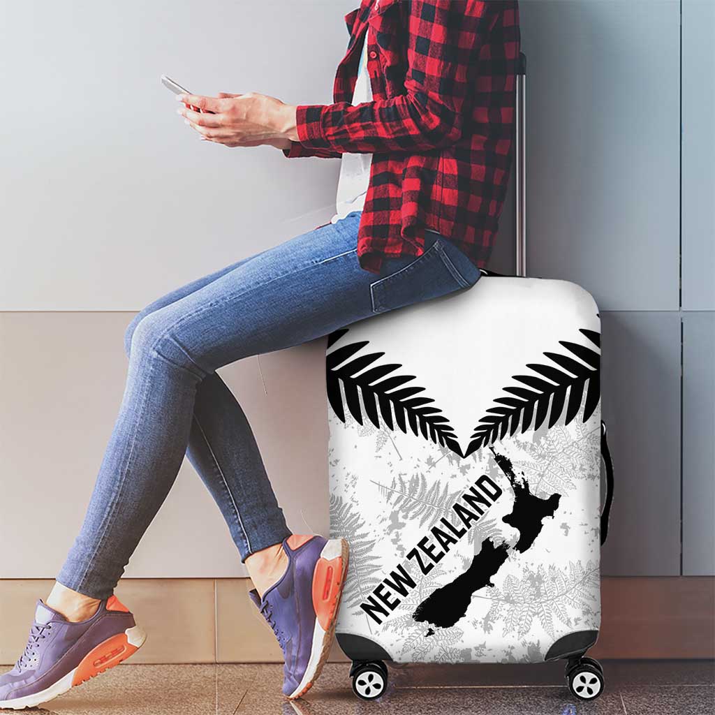 Custom New Zealand Silver Fern Football Luggage Cover Go Aotearoa Grunge White LT14 - Polynesian Pride