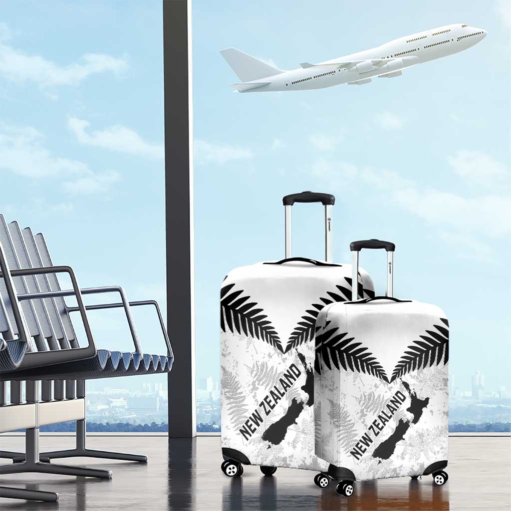 Custom New Zealand Silver Fern Football Luggage Cover Go Aotearoa Grunge White LT14 - Polynesian Pride
