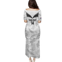 Custom New Zealand Silver Fern Football Puletasi Go Aotearoa Grunge White - Polynesian Pride