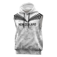 Custom New Zealand Silver Fern Football Sleeveless Hoodie Go Aotearoa Grunge White - Polynesian Pride