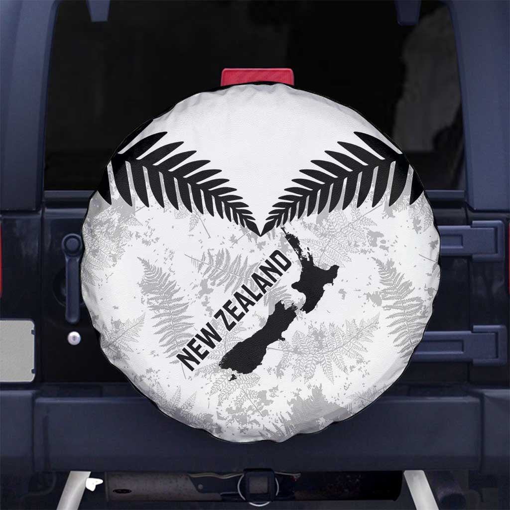 Custom New Zealand Silver Fern Football Spare Tire Cover Go Aotearoa Grunge White LT14 No hole White - Polynesian Pride