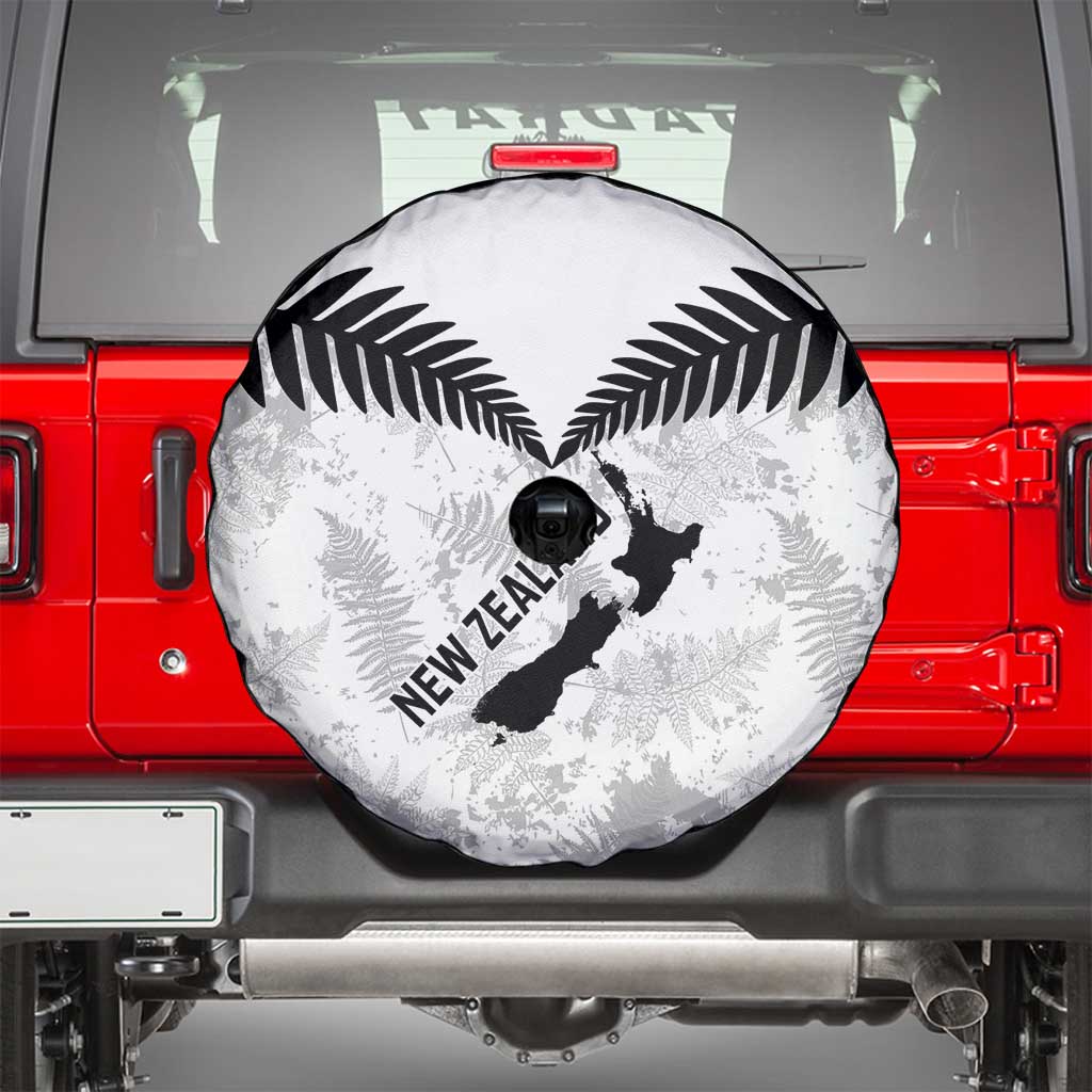 Custom New Zealand Silver Fern Football Spare Tire Cover Go Aotearoa Grunge White LT14 - Polynesian Pride