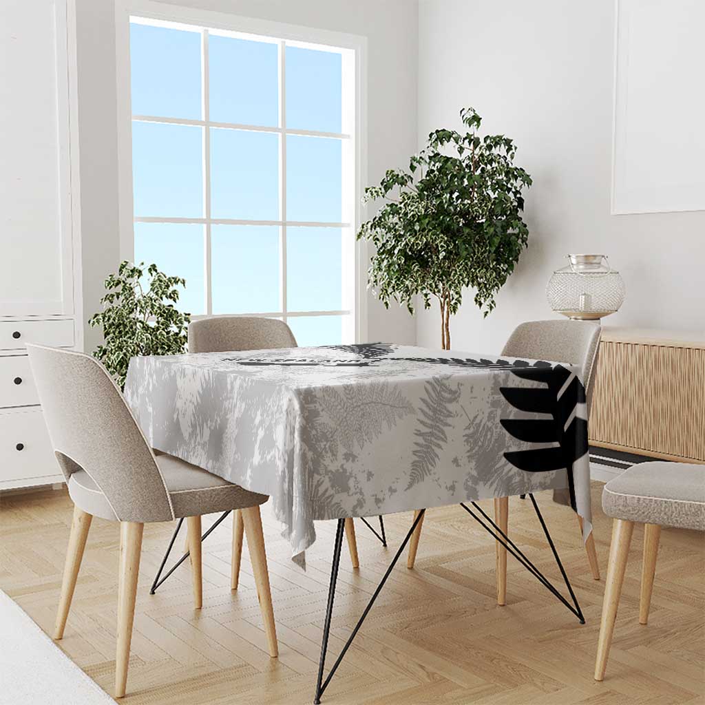 Custom New Zealand Silver Fern Football Tablecloth Go Aotearoa Grunge White - Polynesian Pride