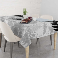 Custom New Zealand Silver Fern Football Tablecloth Go Aotearoa Grunge White - Polynesian Pride