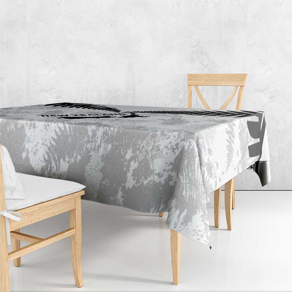Custom New Zealand Silver Fern Football Tablecloth Go Aotearoa Grunge White - Polynesian Pride