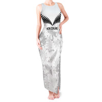 Custom New Zealand Silver Fern Football Tank Maxi Dress Go Aotearoa Grunge White LT14 Women White - Polynesian Pride