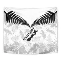 Custom New Zealand Silver Fern Football Tapestry Go Aotearoa Grunge White - Polynesian Pride