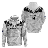 Custom New Zealand Silver Fern Football Zip Hoodie Go Aotearoa Grunge White - Polynesian Pride