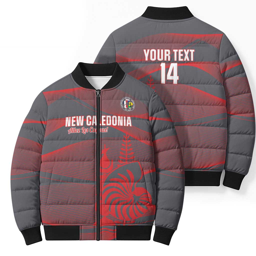 Custom New Caledonia Football Bomber Puffer Jacket Allez Les Cagous Grey Version - Polynesian Pride